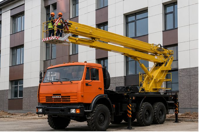 Фасадные работы автовышкой в Мядельском районе